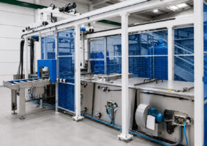 Optional multi-stage ultrasonic washer system featuring multiple cleaning, rinsing, and drying chambers designed for high-performance precision cleaning applications.