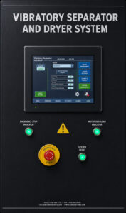 Optional HMI and PLC control system for shot blasting machines providing centralized machine control, process monitoring, diagnostics, and automation management.