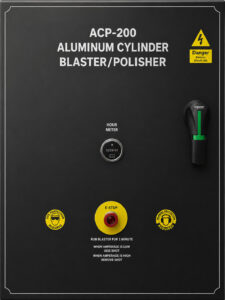 Control panel for a flow-through cylinder polisher used to monitor and control cylinder polishing operations, material handling, and system performance.