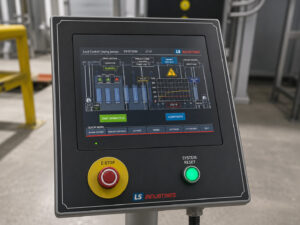 Optional HMI and PLC control system for shot blasting machines providing centralized machine control, process monitoring, diagnostics, and automation management.