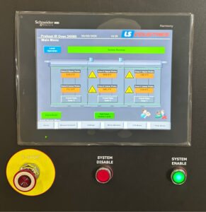 Close-up view of a transfer table used in industrial automation and material handling systems to move parts between process stations.