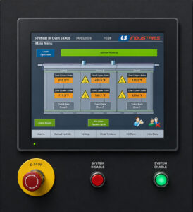 Optional HMI and PLC control system for shot blasting machines providing centralized machine control, process monitoring, diagnostics, and automation management.