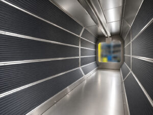 Close-up view of the infrared heating panels inside an infrared cure oven, showing the radiant heat elements used to rapidly cure powder coating and industrial finishes.