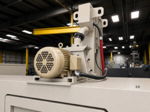 Impeller motor on a flow-through cylinder polisher that powers the polishing system for consistent cylinder surface finishing.