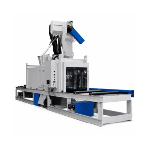 Angled view of a structural blaster designed for high-volume cleaning and surface preparation of structural steel, plate, tubing, and fabricated assemblies.