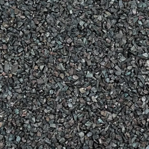 steel shot blasting media close-up showing mixed size grit used for industrial surface preparation