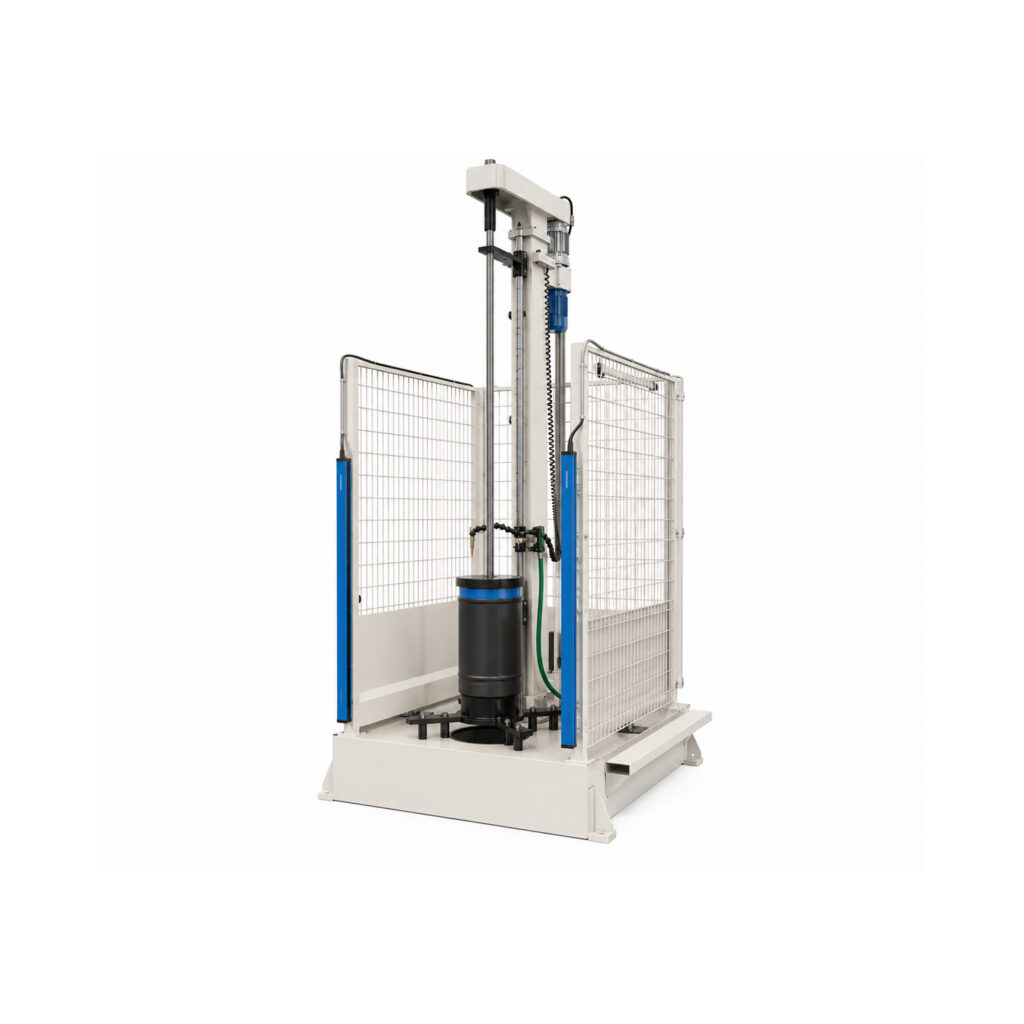 Angled view of a vertical honing machine designed to produce precise bore sizes, superior surface finishes, and accurate geometry on engine and industrial components.