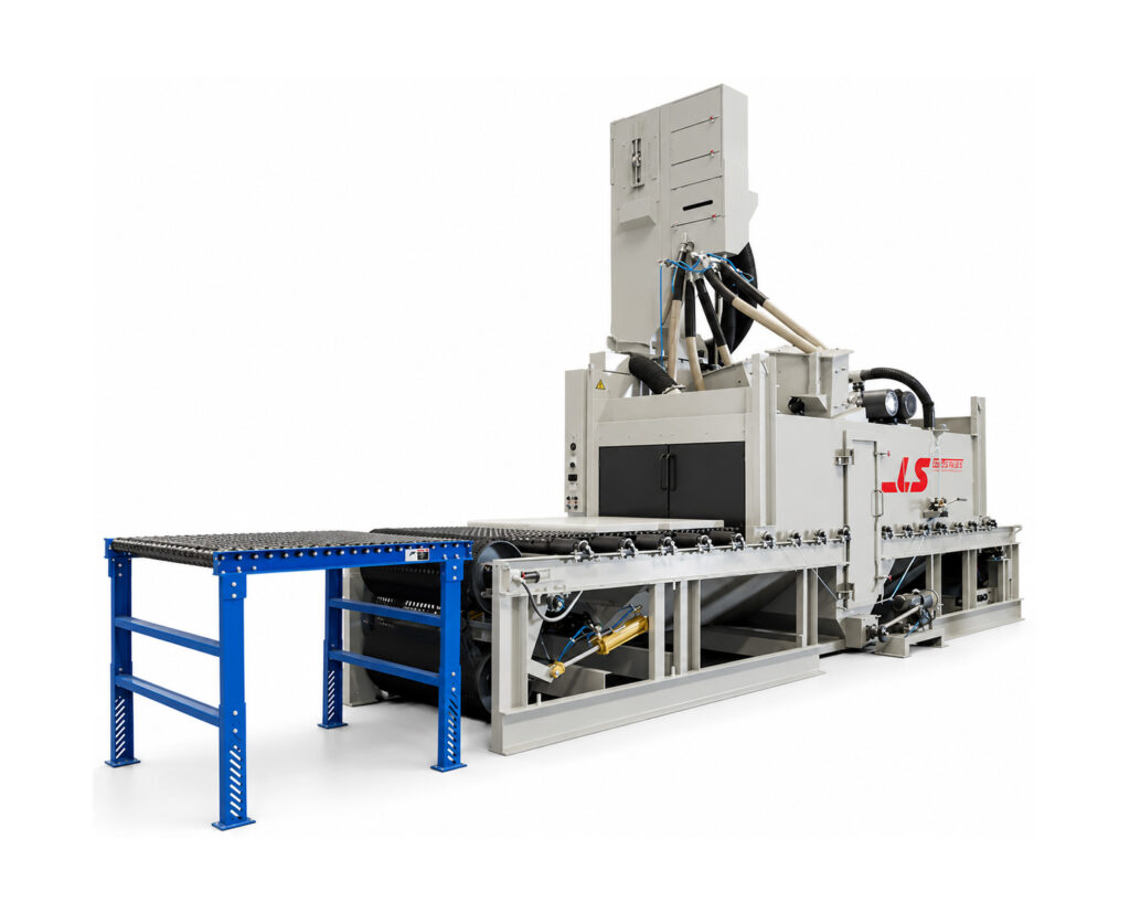 Angled view of a concrete and scaffold blaster designed to clean, profile, and prepare concrete surfaces and scaffolding components for maintenance and coating applications.