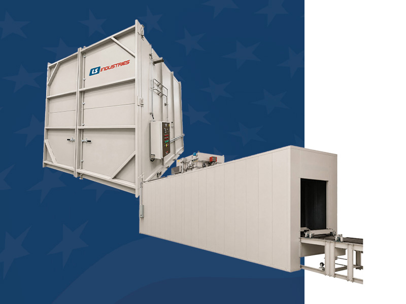 Industrial oven system from LS Industries featuring heavy-duty construction and advanced heating technology for drying, curing, preheating, and thermal processing applications.