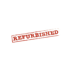 Bold industrial stamp graphic featuring the word "REFURBISHED" in all capital letters with a distressed rubber-stamp appearance.