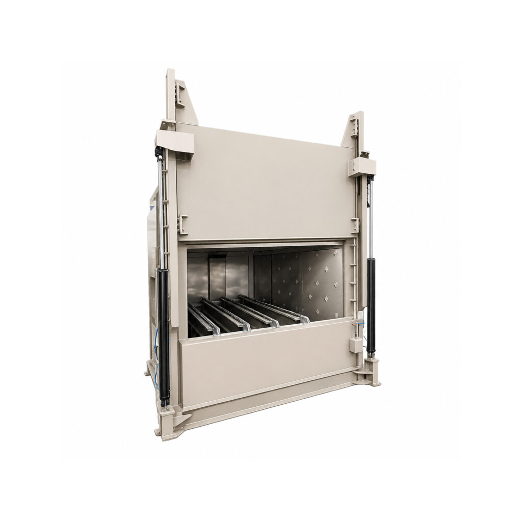 Angle view of an LS Industries Pre-Heat Oven designed to heat parts evenly before coating, curing, washing, or additional processing.